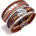 Fesciory Leopard Bracelet for Women, Boho Leather Wrap Multi-Layer Pearl Crystal Bracelet Bangle Jewelry - Image 2